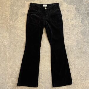 Pilcro Pants Womens 25 Black Corduroy High Rise Flare Stretch Front Pockets